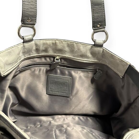 COACH Women’s Silver Monogram Penelope Shopper Tote - Picture 5 of 7
